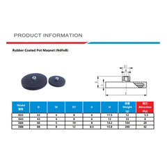 10 x NdFeB Magnete D66mm Montagemagnet für Car Wrapping, Zugkraft pro 20 KG, M5 Gewinde