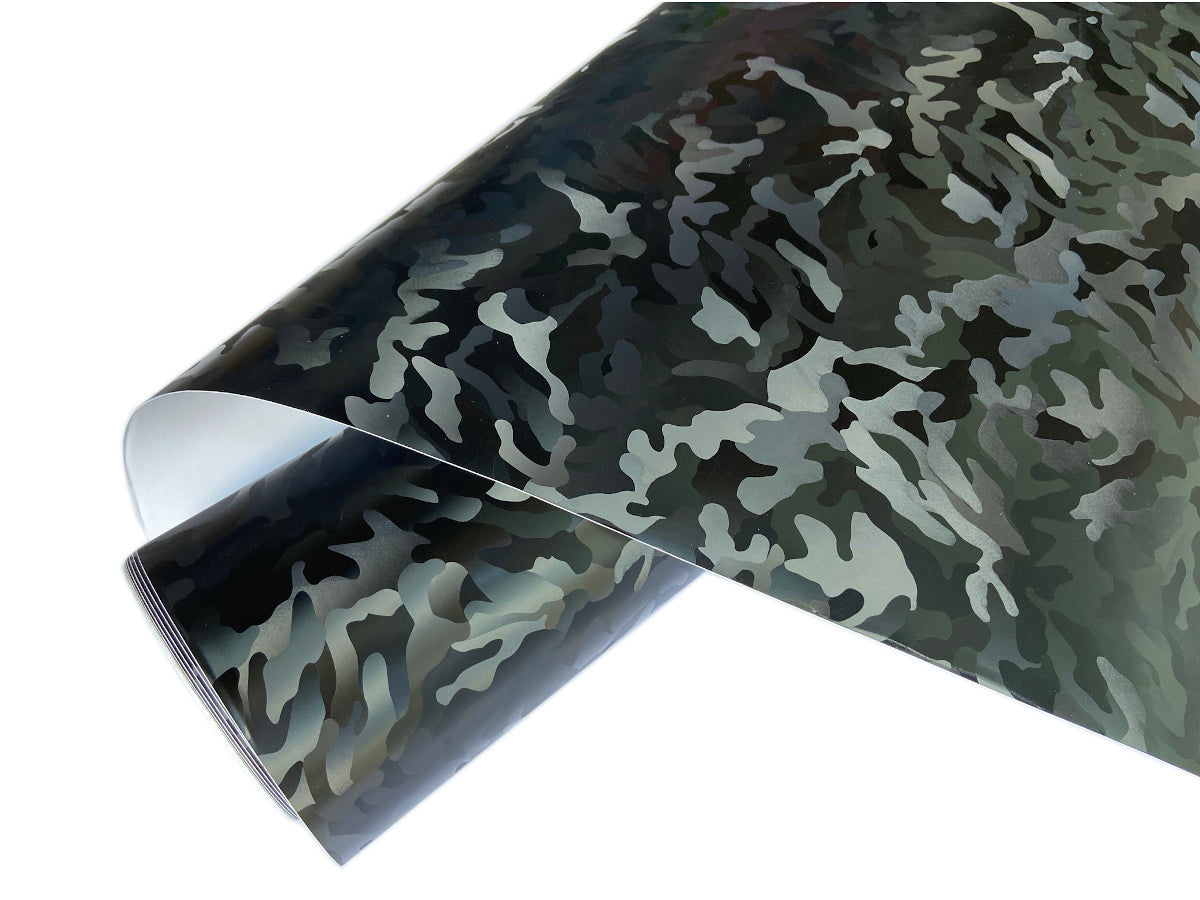 14€/m² 3D Ghost Schwarz Camouflage Auto Folie Hologramm Blasenfrei / Luftkanäle