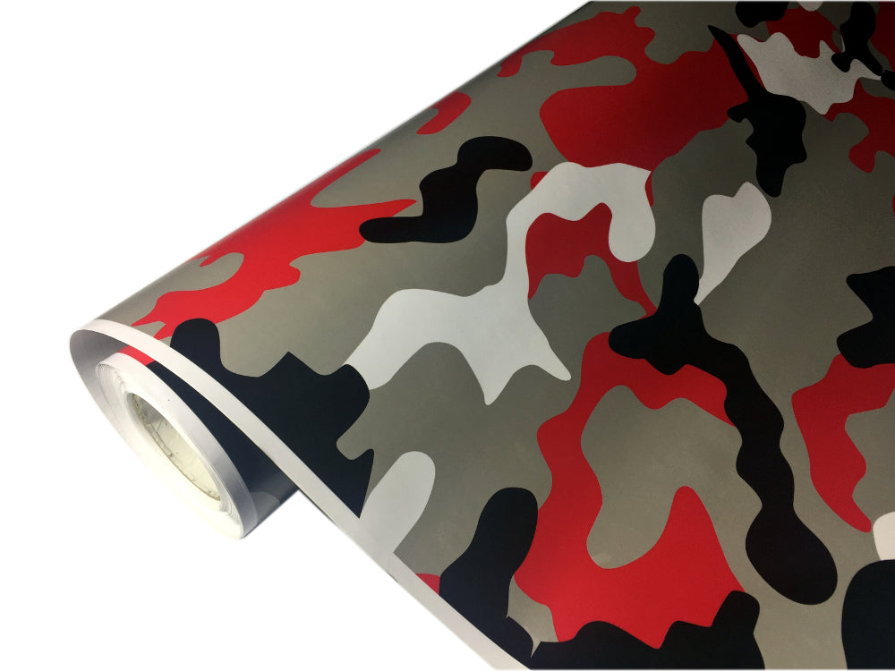 7,90€/m² Camouflage Autofolie mit Luftkanäle Schwarz Weiß Grau Rot, Car Wrapping #19