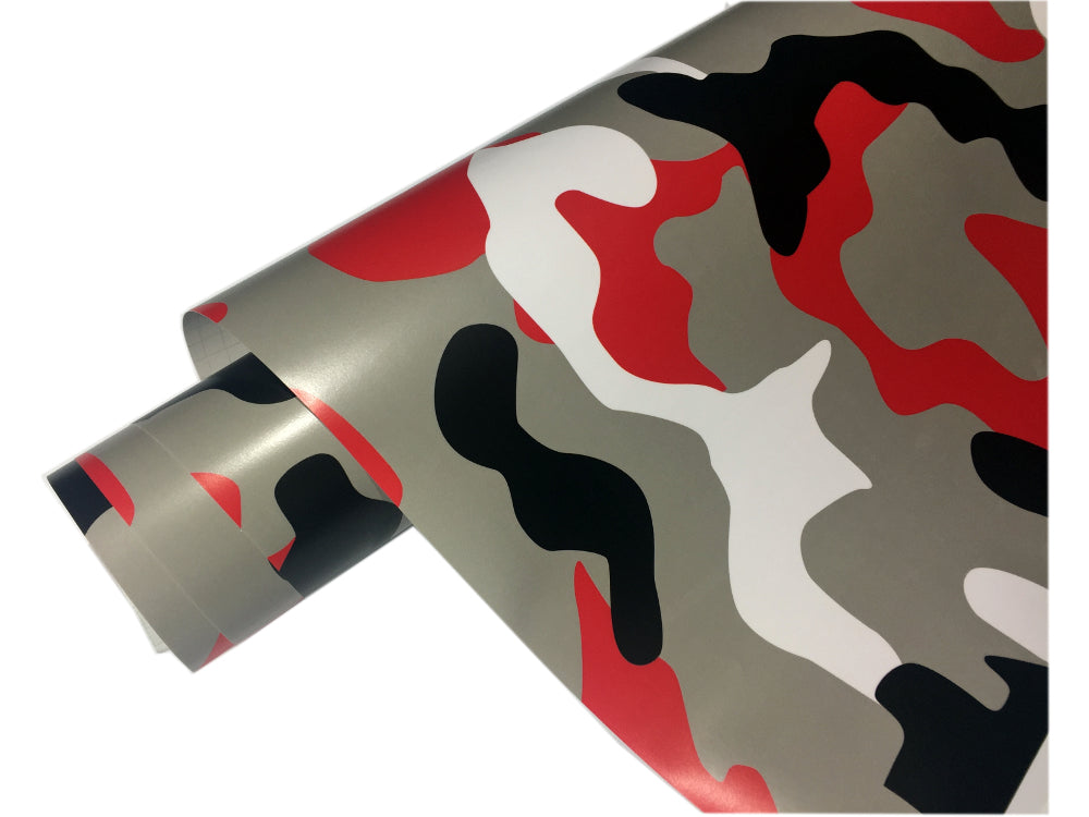 7,90€/m² Camouflage Autofolie mit Luftkanäle Schwarz Weiß Grau Rot, Car Wrapping #19