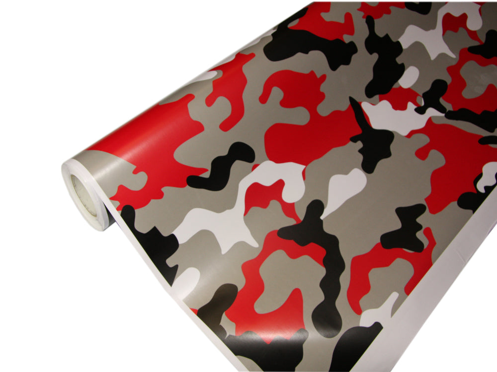 7,90€/m² Camouflage Autofolie mit Luftkanäle Schwarz Weiß Grau Rot, Car Wrapping #19