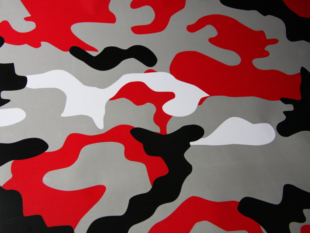 7,90€/m² Camouflage Autofolie mit Luftkanäle Schwarz Weiß Grau Rot, Car Wrapping #19