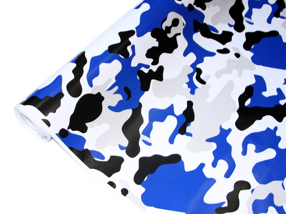 7,90€/m² Camouflage Autofolie mit Luftkanäle Schwarz Weiß Blau, Car Wrapping #22