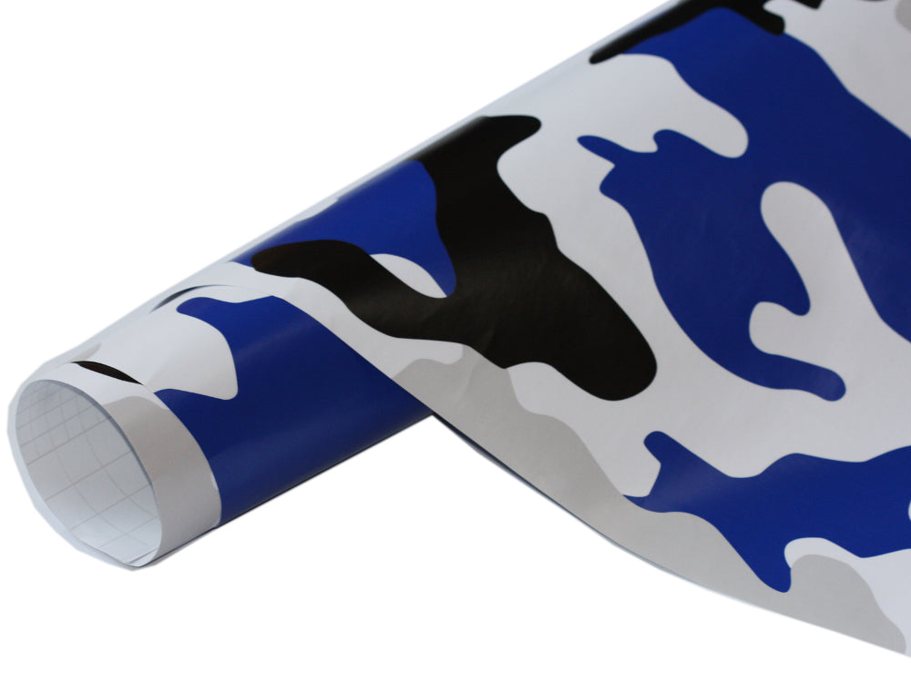 7,90€/m² Camouflage Autofolie mit Luftkanäle Schwarz Weiß Blau, Car Wrapping #22