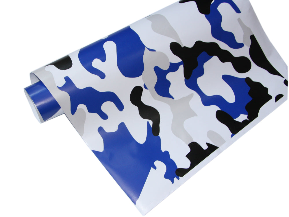 7,90€/m² Camouflage Autofolie mit Luftkanäle Schwarz Weiß Blau, Car Wrapping #22