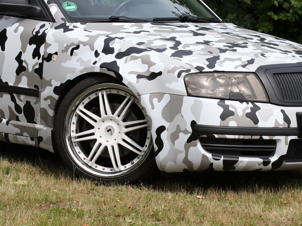 7,90€/m² Camouflage Autofolie mit Luftkanäle Schwarz Weiß Grau, Car Wrapping #01