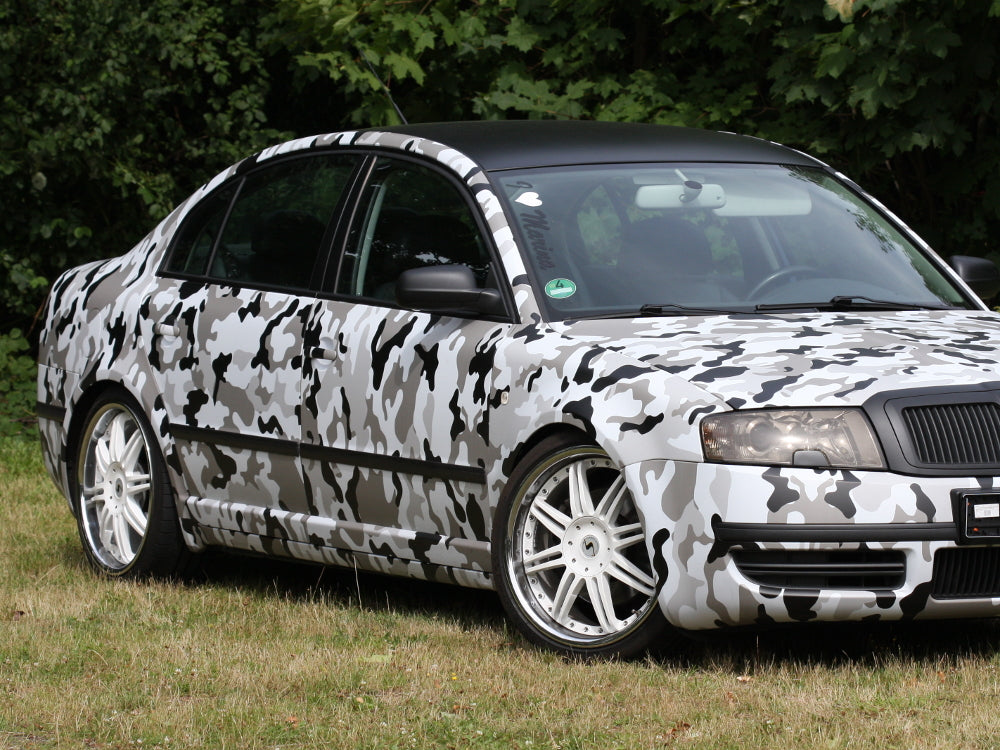 7,90€/m² Camouflage Autofolie mit Luftkanäle Schwarz Weiß Grau, Car Wrapping #01